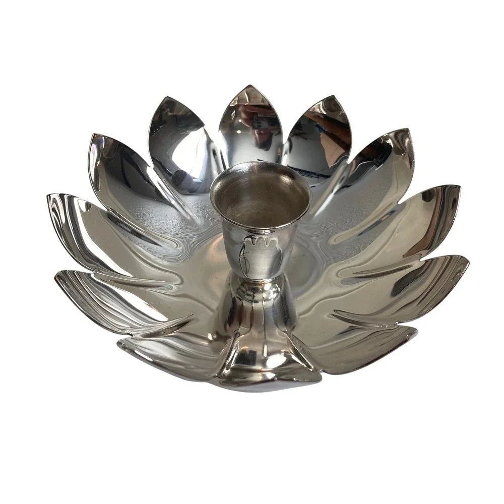 VTG MCM REED & BARTON Water Lily Lotus Flower Silverplate Candle Holder Set of 2